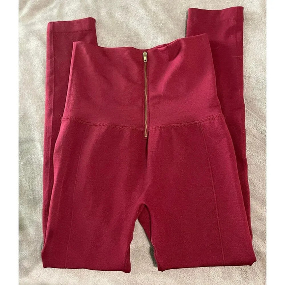 NWOT Catherine Malandrino Maroon Professional Leggings Size Small-Medium High - Picture 2 of 7